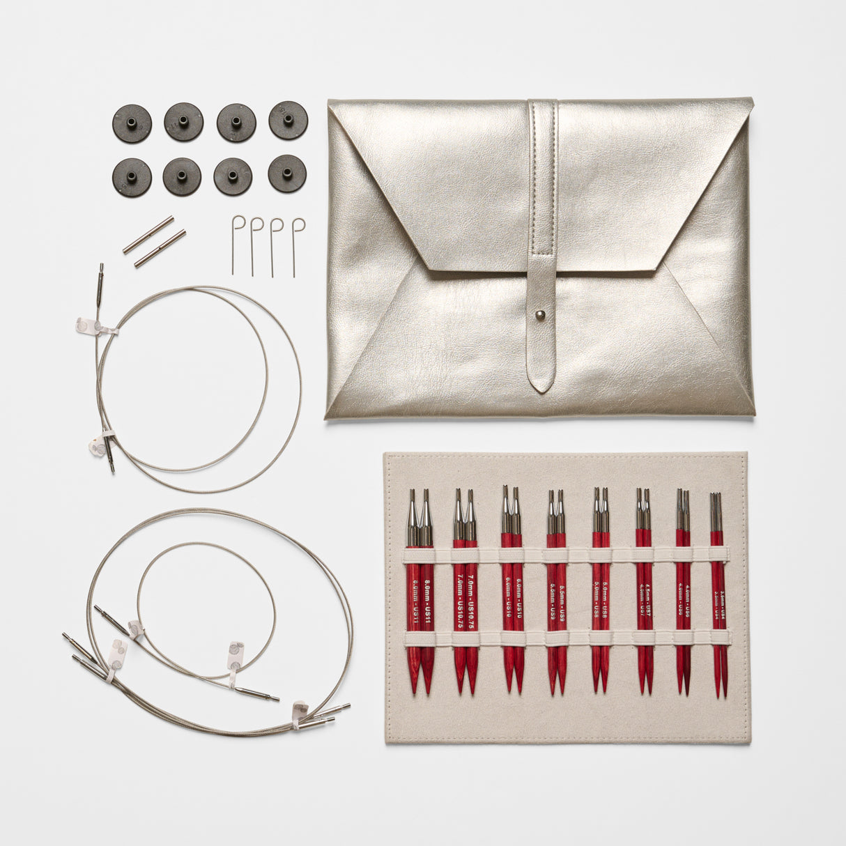 Amore Red Wooden Utbytbara Rundstickor Set 3.50-8.00mm