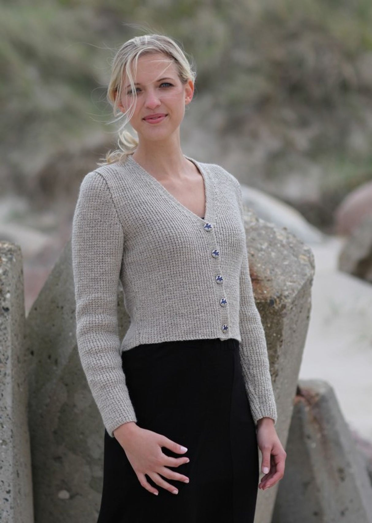 Cardigan med V-ringning