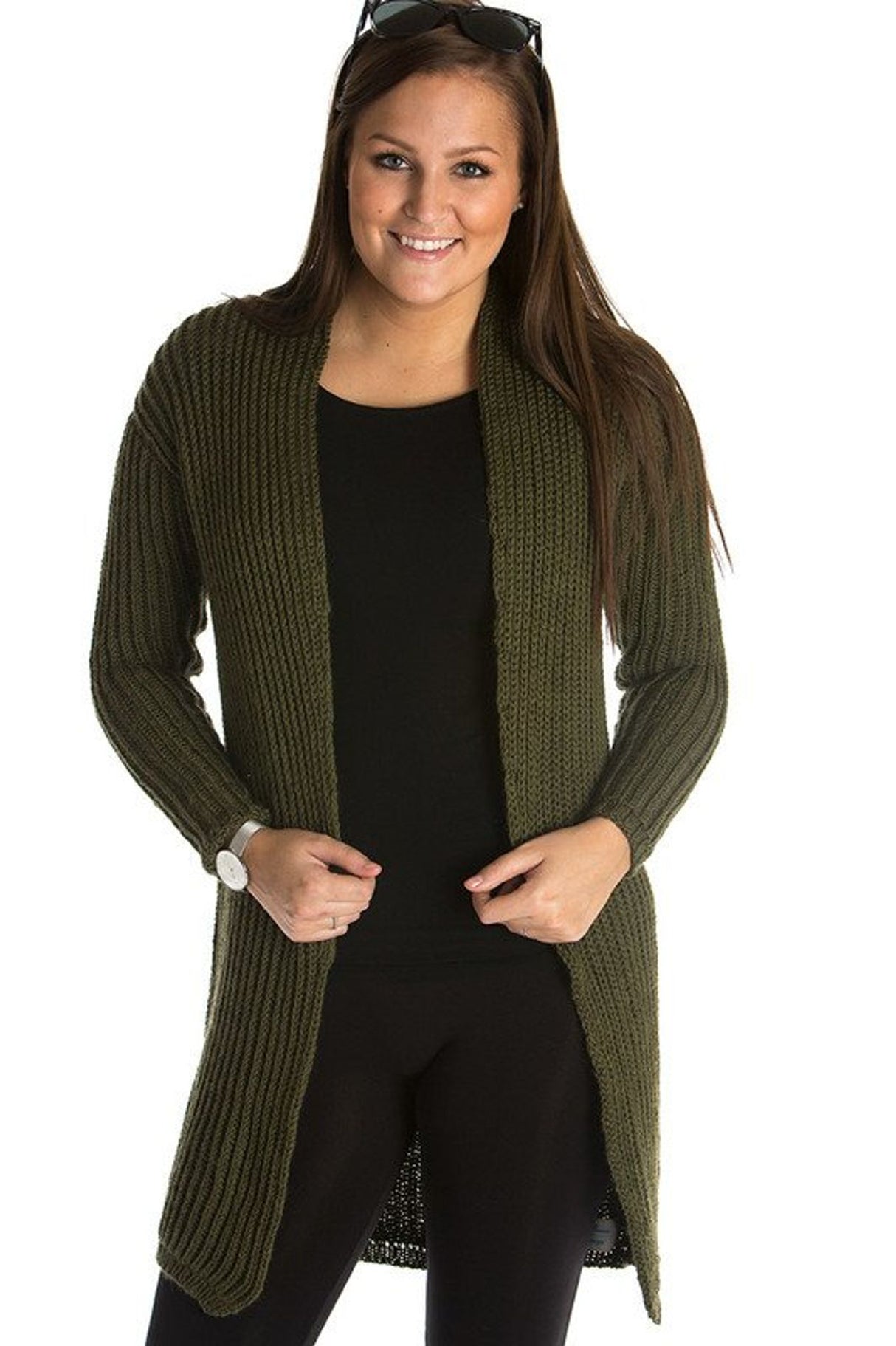 Long Patent Stick Cardigan