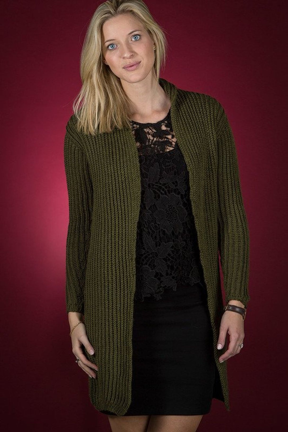 Long Patent Stick Cardigan