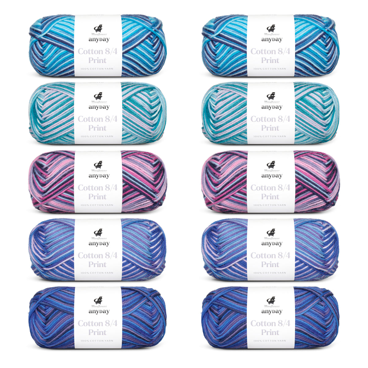 ANYDAY Cotton 8/4 Print Colorbag 10-pack