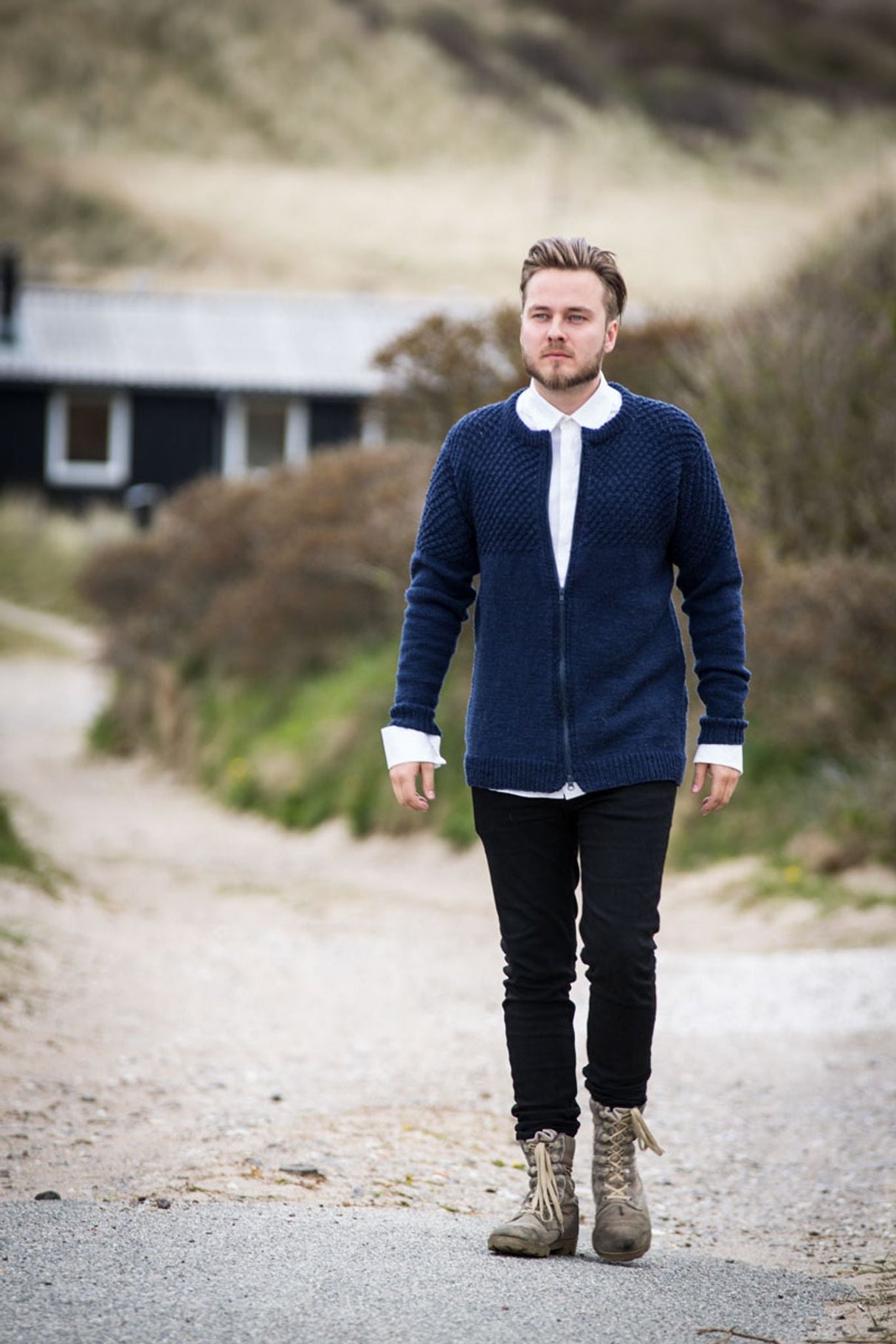 Herrcardigan med blixtlås