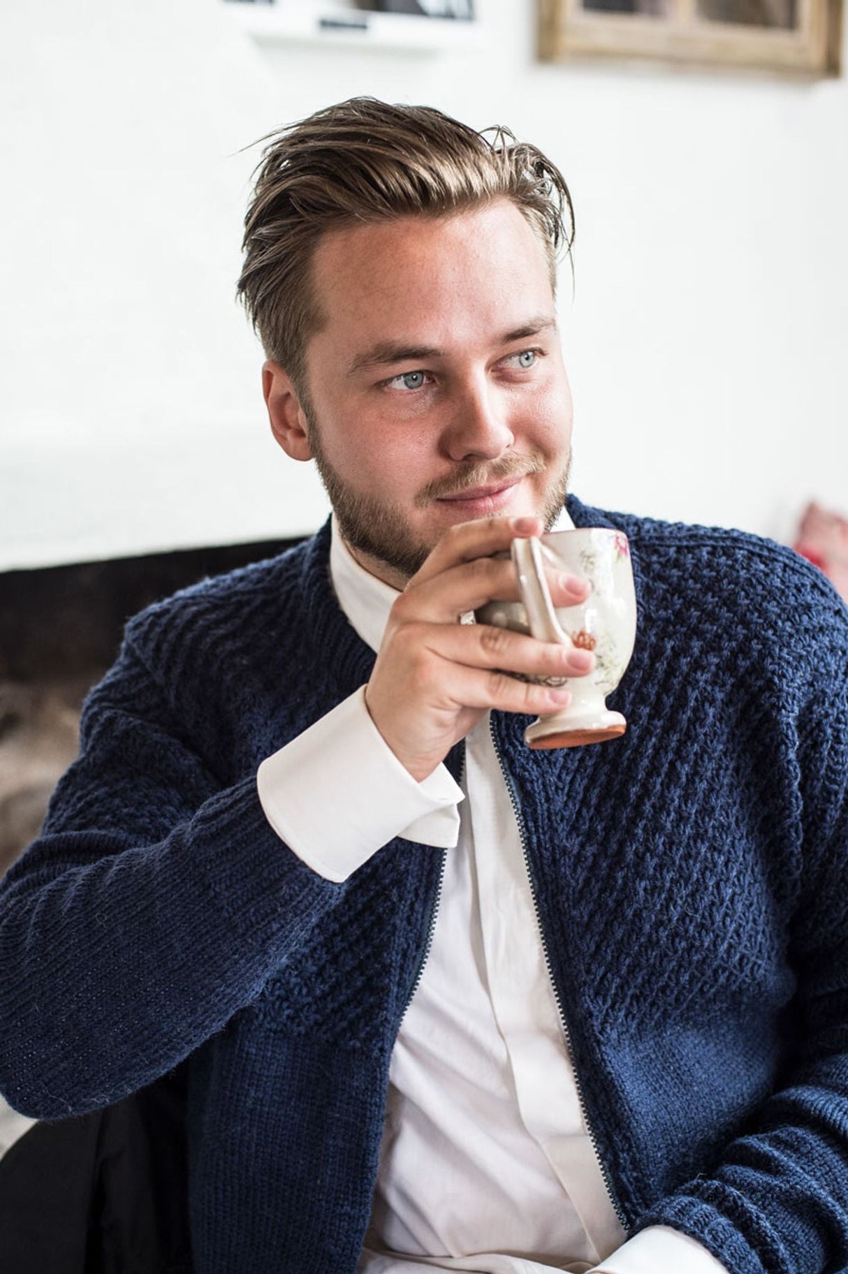 Herrcardigan med blixtlås