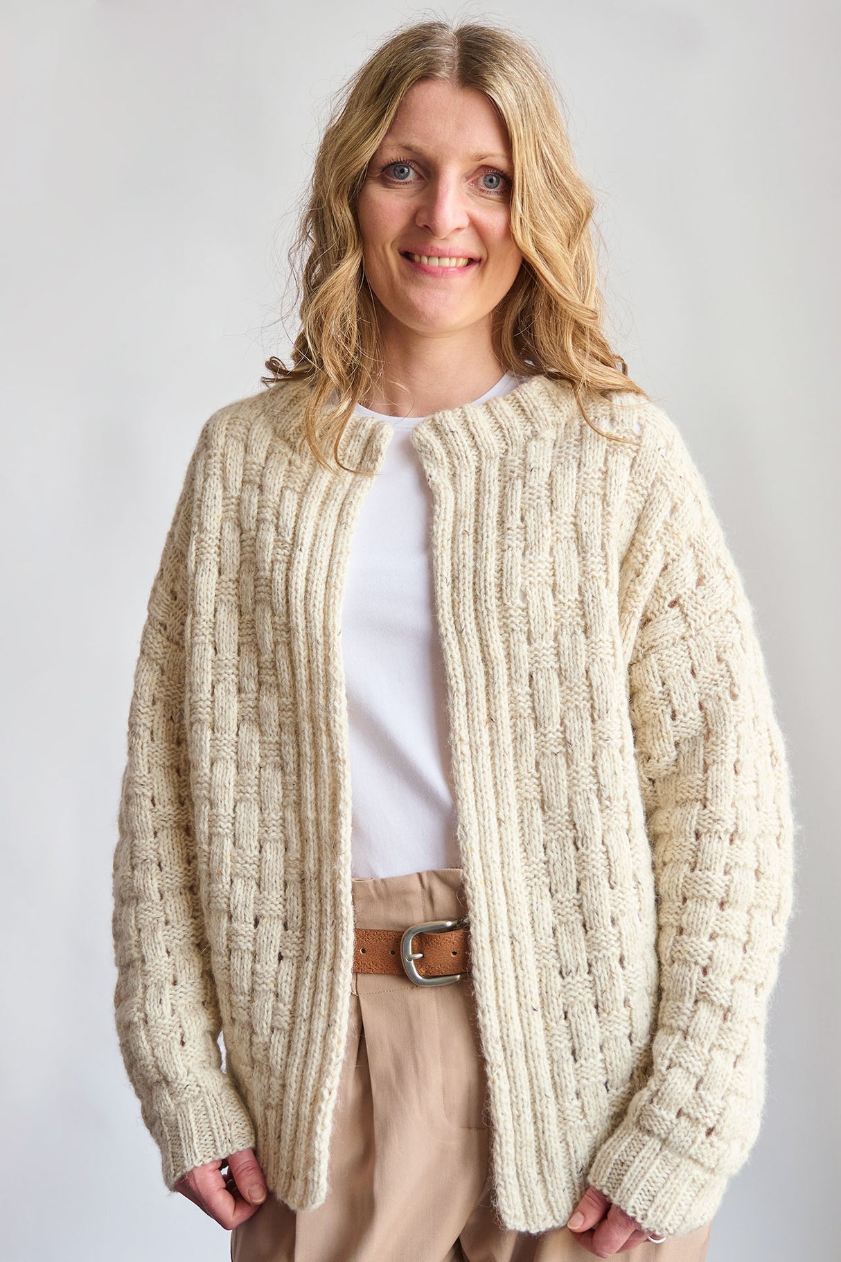 Cardigan med Flätmönster 